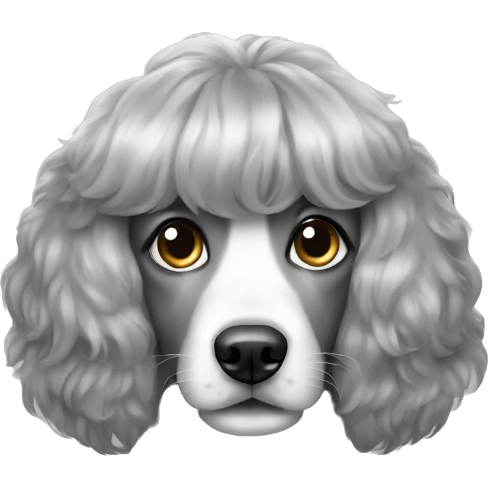 A very very grey cute dog with Wig so greatful emoji
