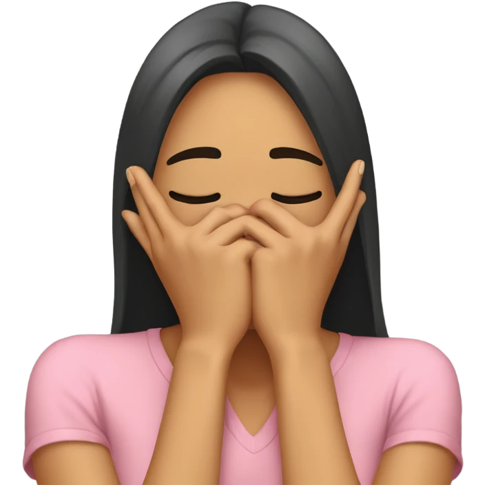 Overwhelmed and ashamed, female covering face emoji