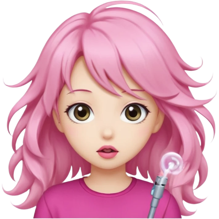 cute anime girl with blowing hair emoji