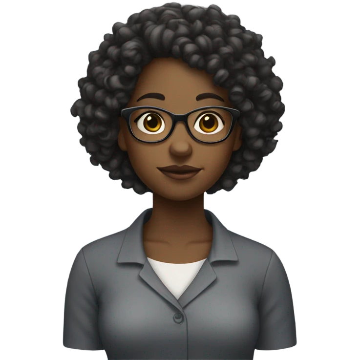 black girl with curly hair and glasses emoji