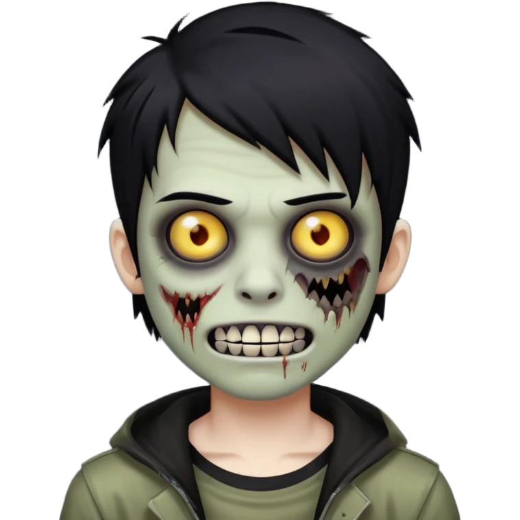 boy zombie with black hair emo Whith black grillz emoji