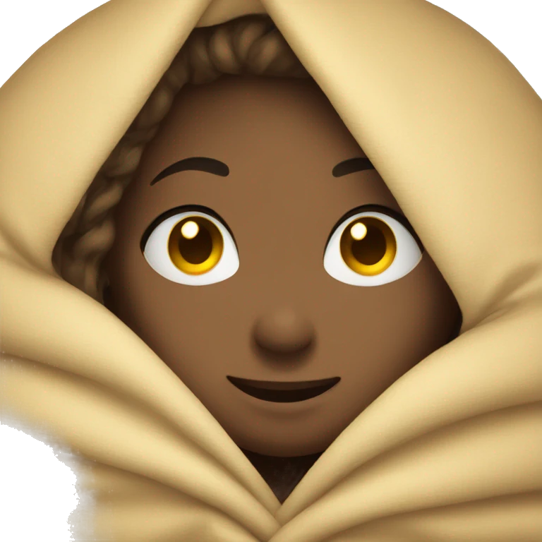 girl smiling under blanket emoji