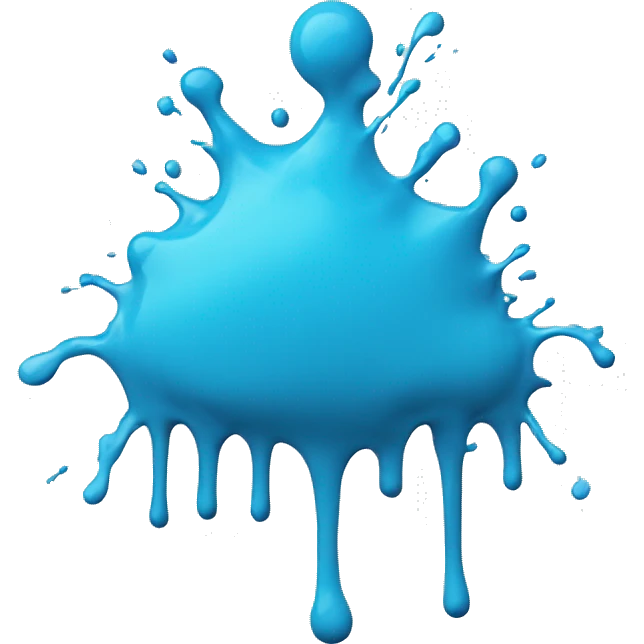Cyan blue paint splash splatter drip emoji