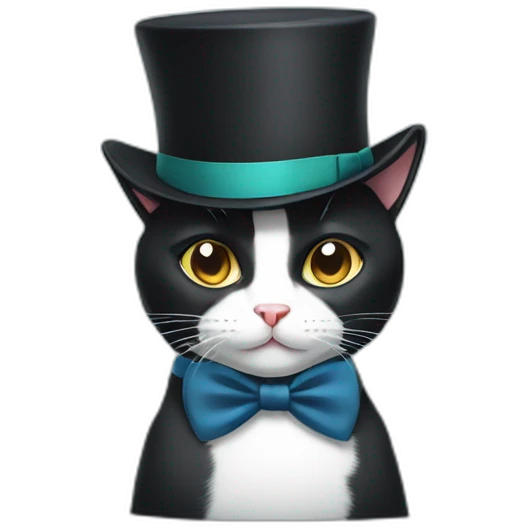 Tuxedo cat with hat emoji