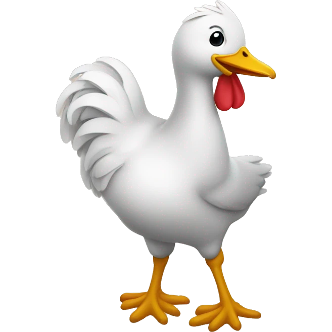 Mama pato cuidando a un gallo emoji