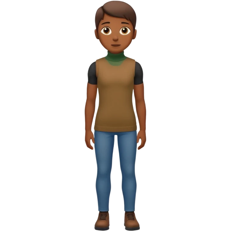 create an emoji, brown sleeveless turtleneck, wholebody emoji