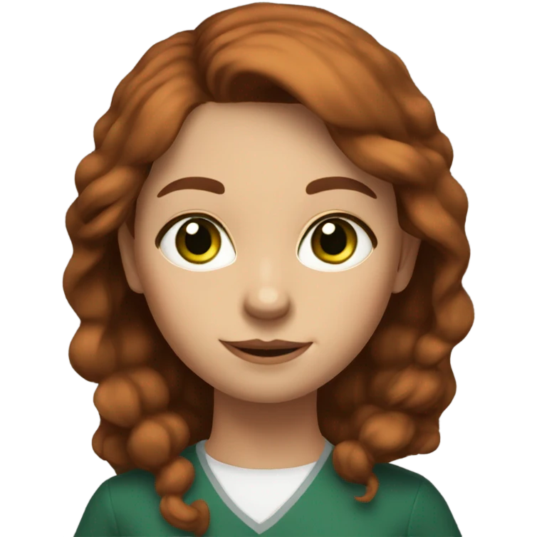 young kindergarten teacher with green eyes and reddish brown hair emoji