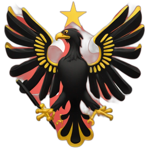 Albanische Flagge mit einen goldenen adler der zwei köpfe hat emoji
