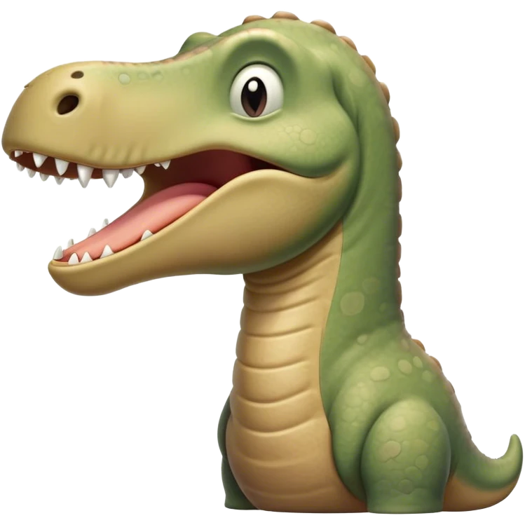 Cinematic Cute Yawning Brontosaurus Portrait Emoji, Head tilted slightly with a dramatic, wide-open yawn, showcasing its monumental, elongated neck and a massive, textured body with sleepy, half-closed eyes and a relaxed, open mouth, Simplified yet irresistibly cute features, highly detailed, glowing with a soft, cozy ancient glow, high shine, relaxed yet expressive, stylized with a dash of whimsical prehistoric ease, soft glowing outline, capturing the essence of a drowsy yet affectionate Brontosaurus that appears ready to stretch and yawn its way out of the screen! emoji