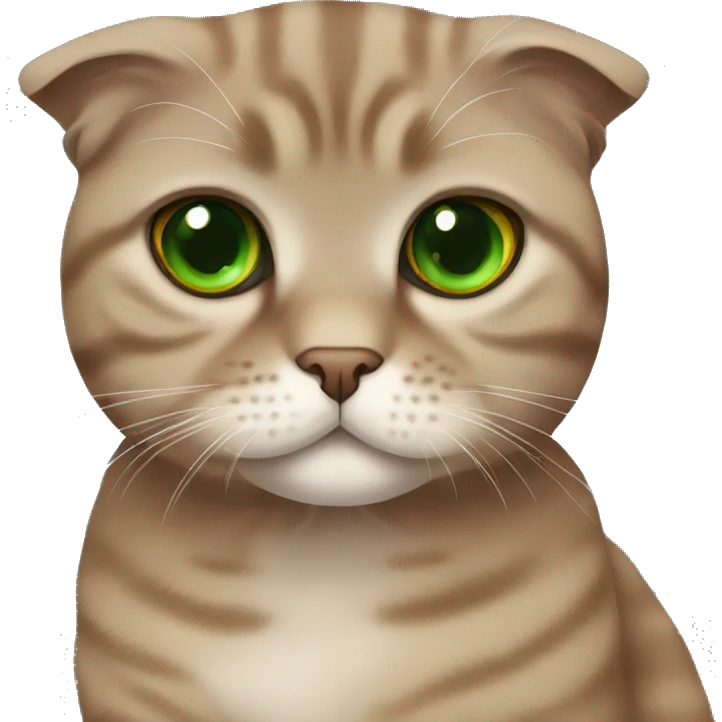 Brown scottish fold cat with green eyes  emoji