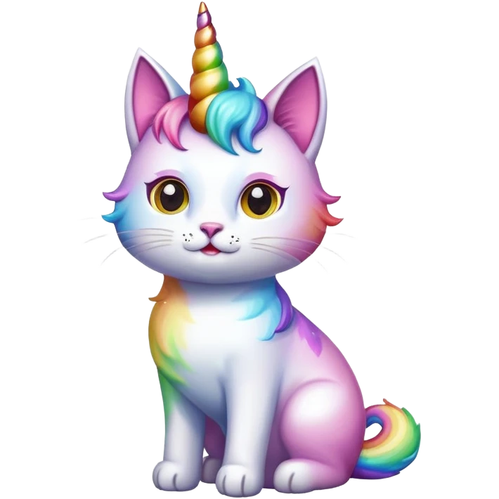 Rainbow cat shiny with unicorn horn emoji