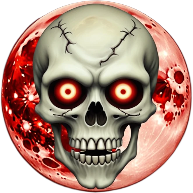 Cursed Crimson Satanic Moon Spooky Eerie Ghostly Spectral Zombiefied Skeletal Monsterous Creature Face emoji