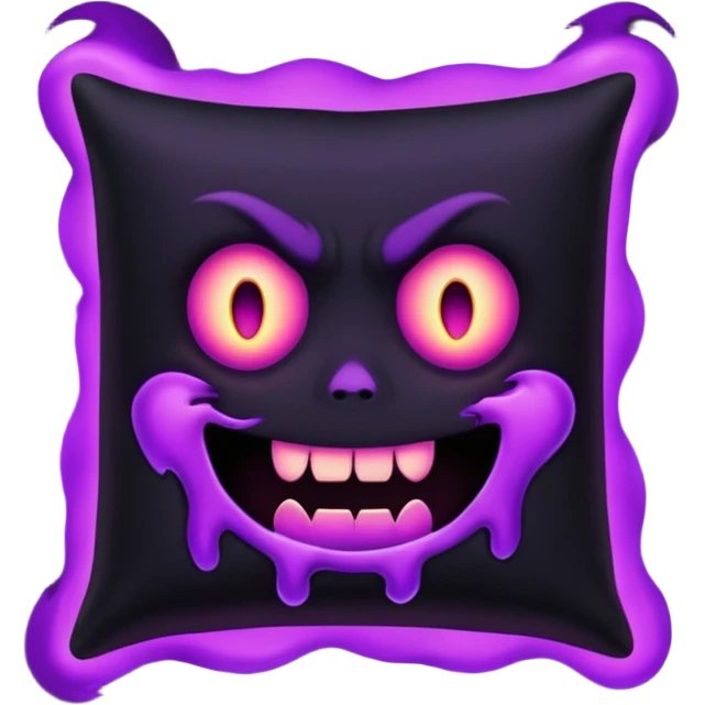 a black  pillow with dark aura coming out of it with a scary face  emoji