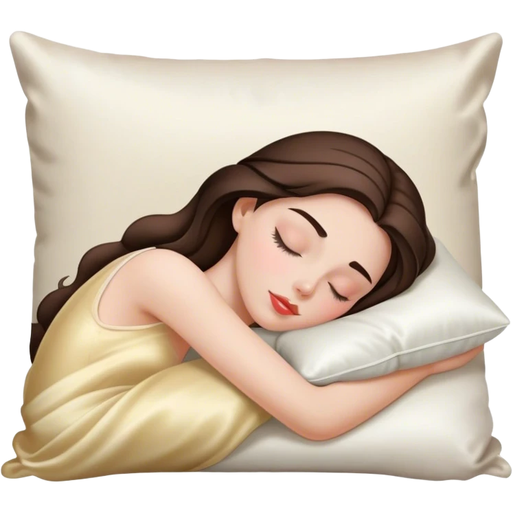 sleeping beauty brunette white girl with a silk pillow emoji