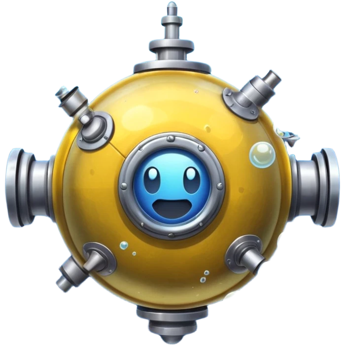 underwater sea mine with bubbles, emoji style emoji
