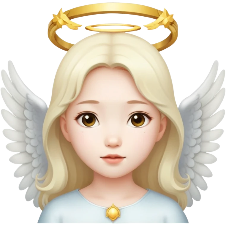 Asian girl with angel halo emoji