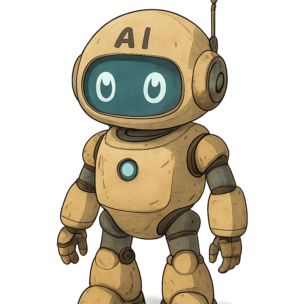 ghibli style AI robot, technology AI emoji