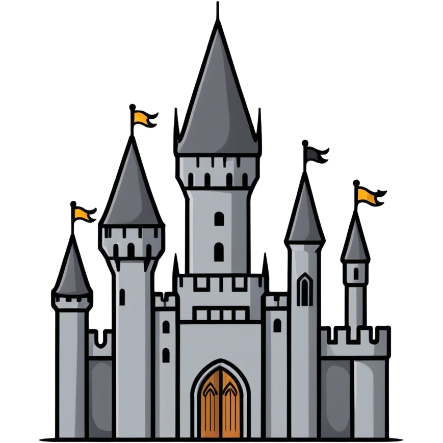 Hogwarts castle and magic wand emoji