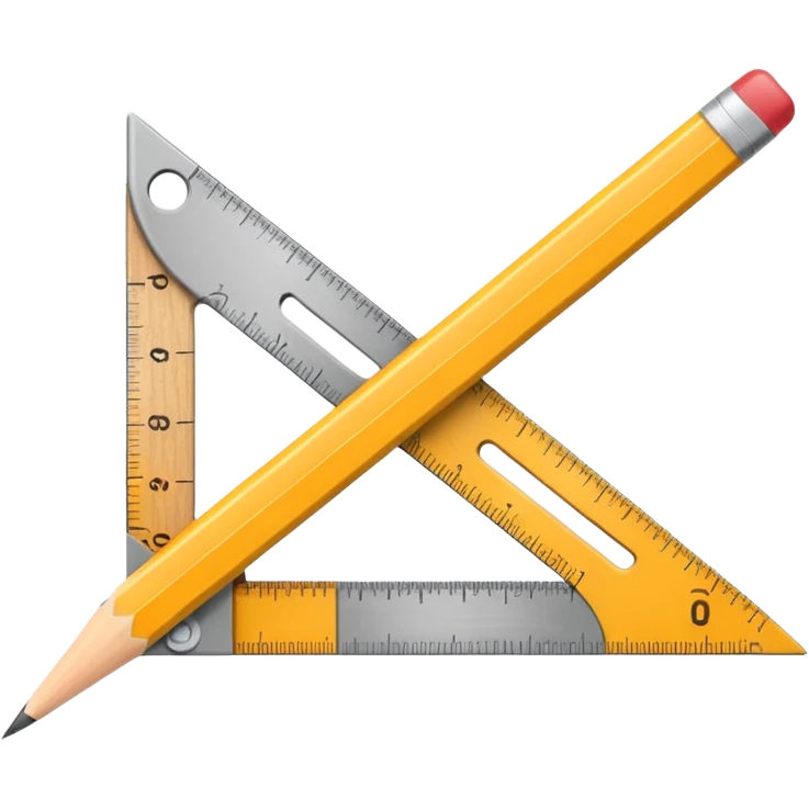 Ruler and protractor beside pencil emoji
