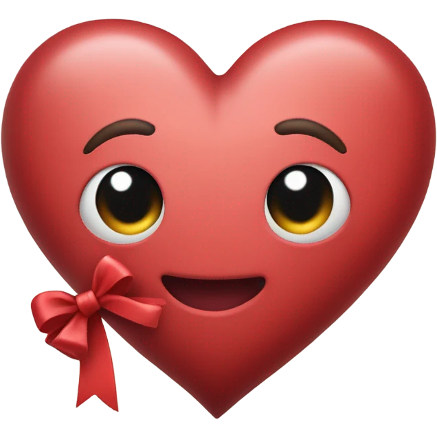 Hot pick heart with a cute bow on it  emoji