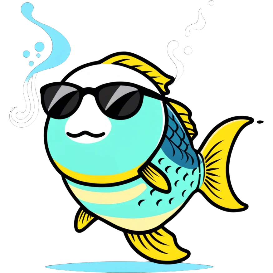 Fish smoking a blunt with sunglasses  emoji