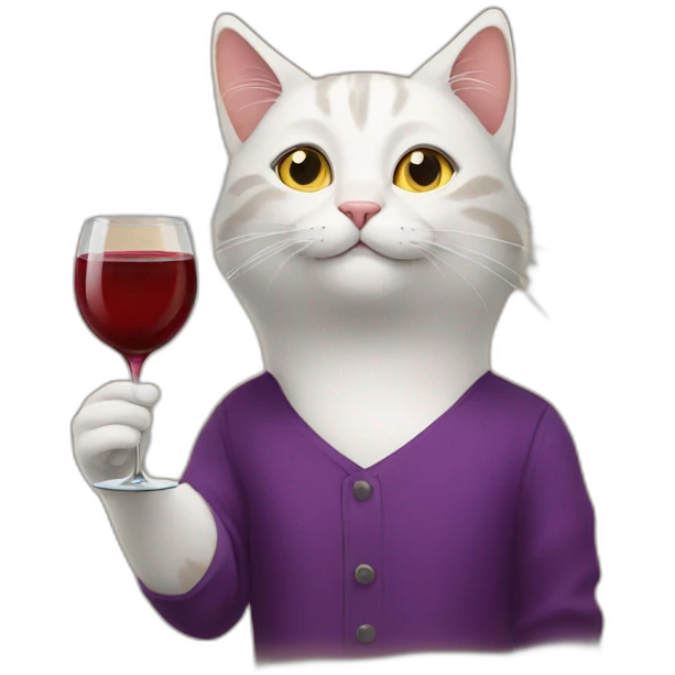 cat with a glass of wine emoji