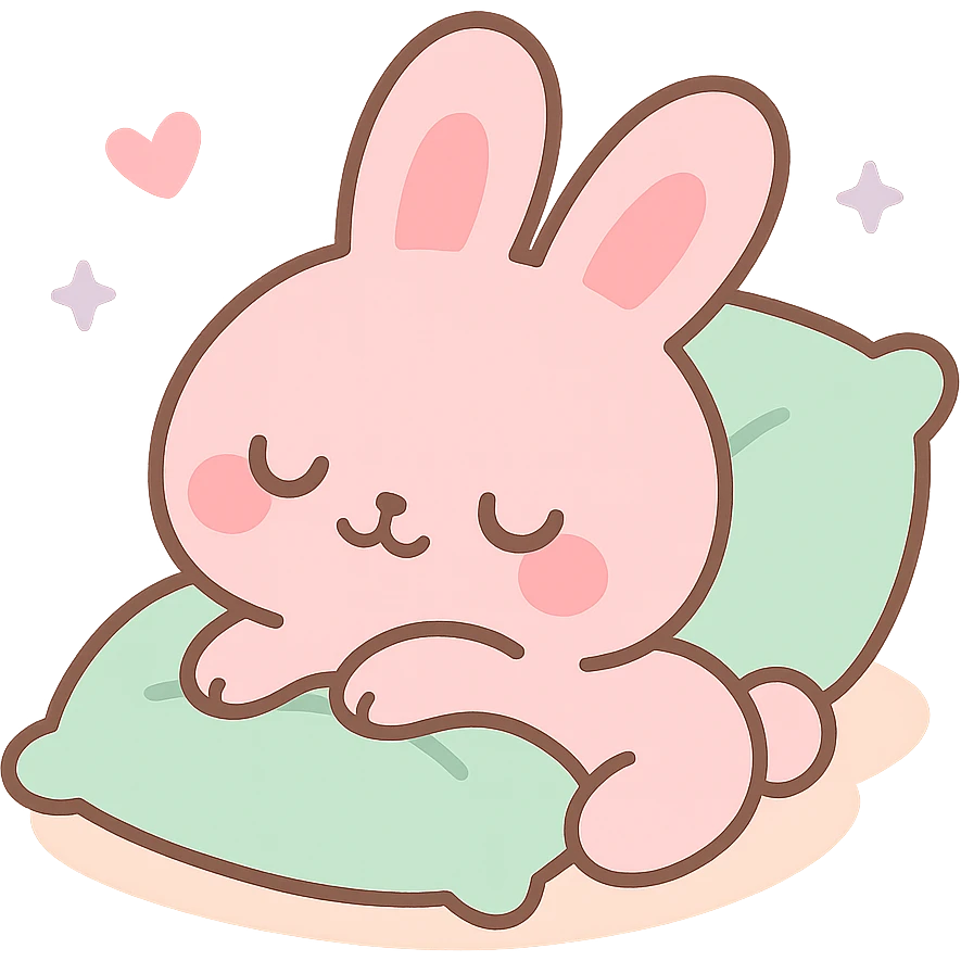 pink bunny sleeping on pillow emoji