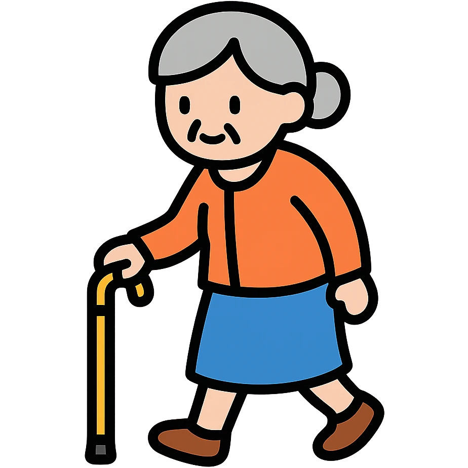 elderly woman with short hair walking emoji