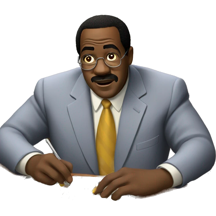 Stanley Hudson doing crossword wearing suit  emoji