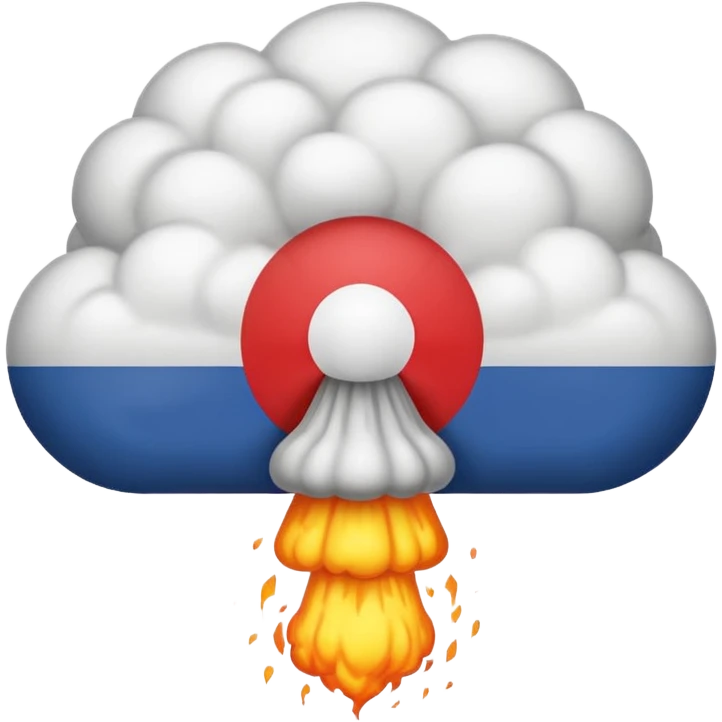 French flag as background with a nuclear mushroom cloud explosion overlaid, emoji style emoji