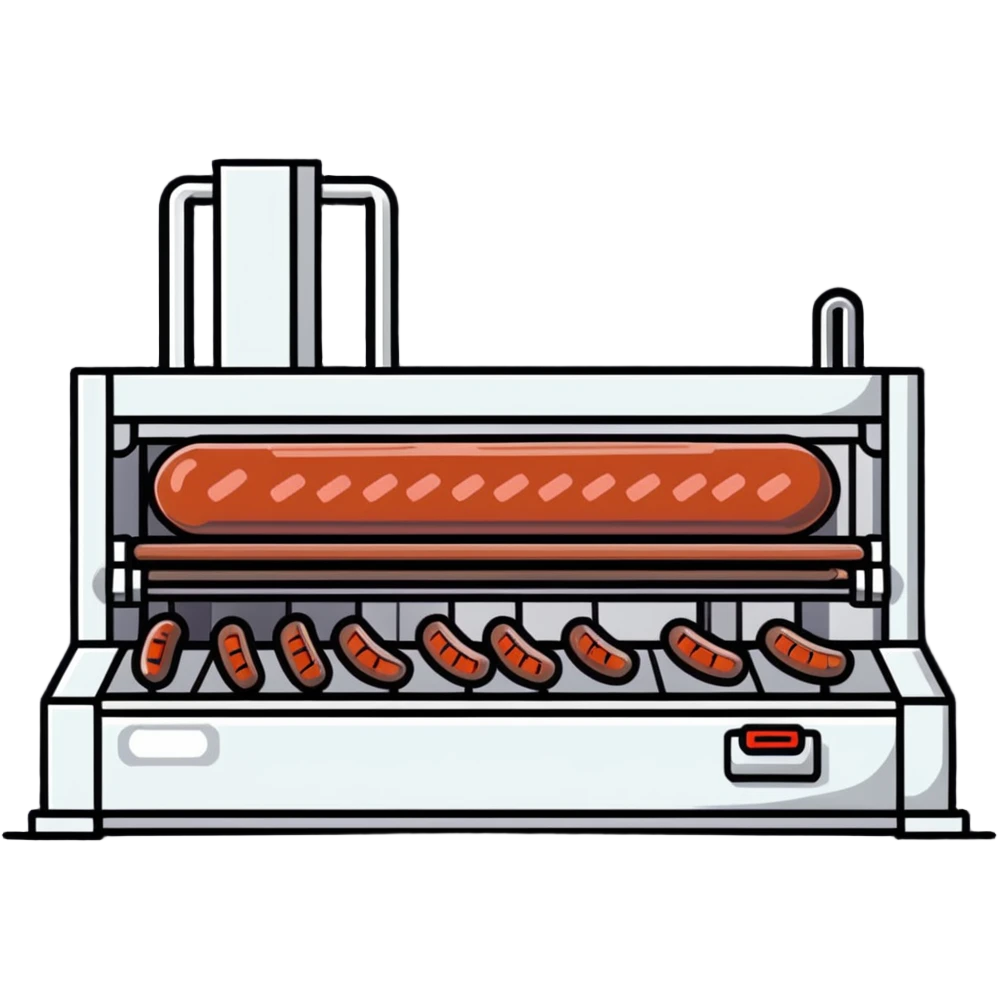 food factory making sausages with production line emoji
