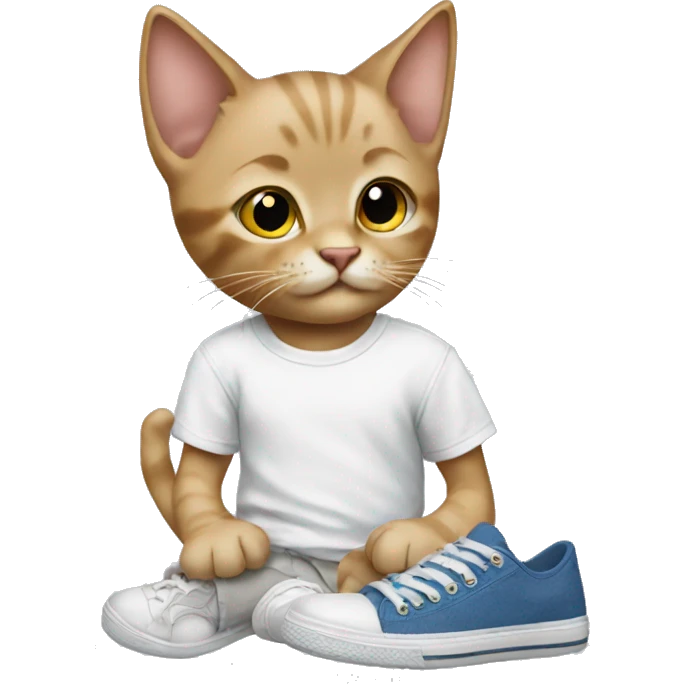 kitten wearing T-shirt and sneakers emoji