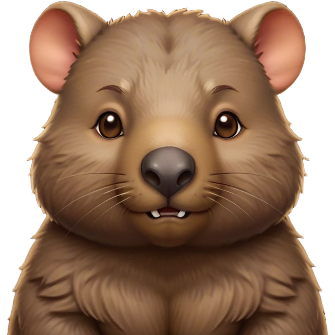 Cinematic Noble Wombat Portrait Emoji, Poised and regal, with a stout, muscular build and a dense, shaggy fur of earthy brown, deep-set soulful eyes with a hint of gruff wisdom, Simplified yet sharp and sophisticated features, highly detailed, glowing with a warm, dignified glow, high shine, intelligent and sturdy, stylized with an air of bushland majesty, focused and attentive, soft glowing outline, capturing the essence of a watchful and confident burrower, so majestic it feels as though it could plod out of the screen with effortless authority! emoji