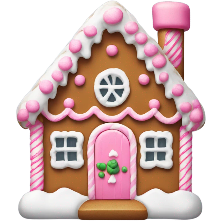 Cute gingerbread house with pink and white accents  emoji