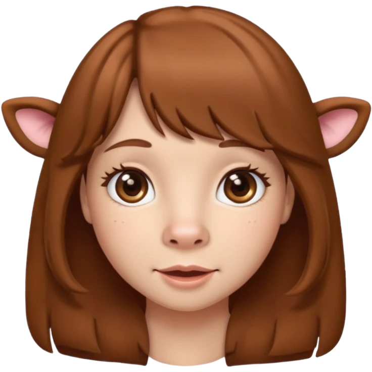 Make a cute girl brown cow with a brown wig and brown eyes emoji