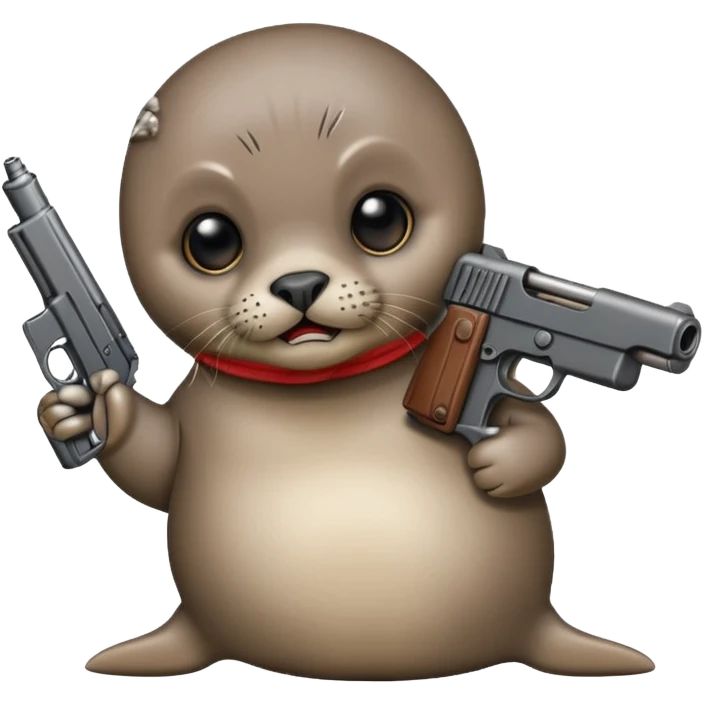 Angry baby seal with a gun emoji