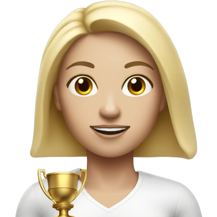 athlete woman with trophy, white skin emoji
