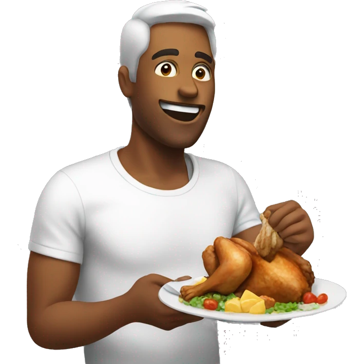 man eating chicken emoji