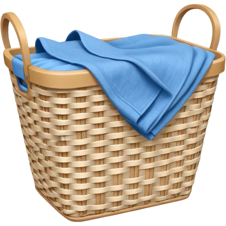 white LAUNDRY BASKET WITH FOLDED blue CLOTHES emoji