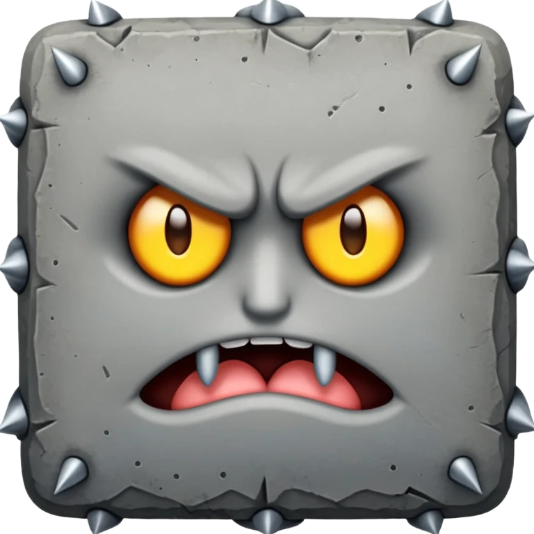 Pouting gray square stone with spikes around the edges emoji