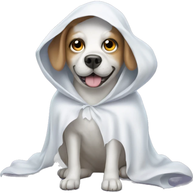A dog in a ghost costume emoji