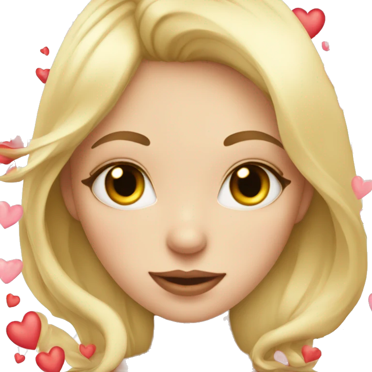blonde girl with hearts as eyes in love cute  emoji