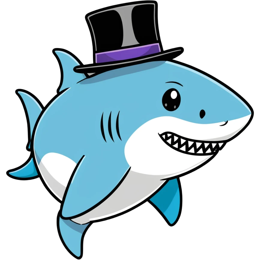 Shark with a top hat emoji