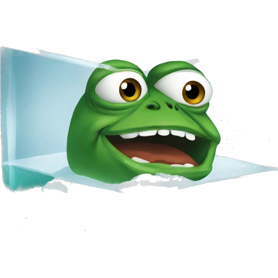 pepe the frog inside an icecube emoji