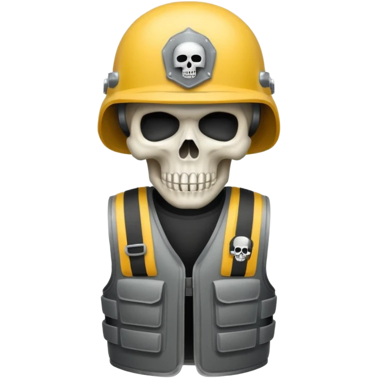 Skull wearing bullet proof vest and military helmet emoji