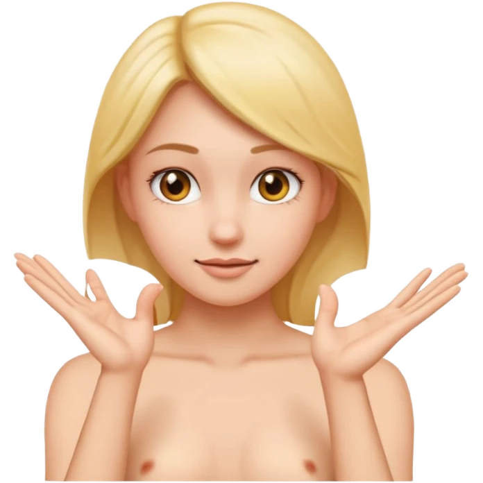 girl naked making the exact pinching-hand gesture from the emoji, fingers close together, clear and accurate hand pose emoji
