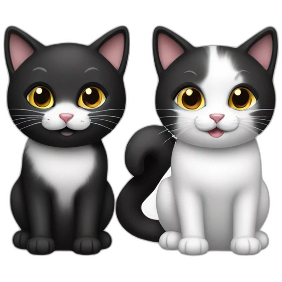 Total black and total white cats together emoji