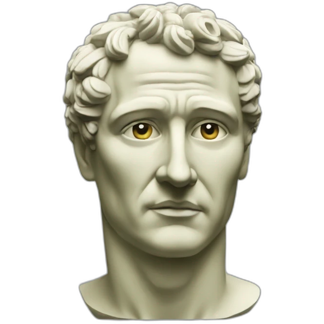 Julius Caesar statue with olive crown emoji