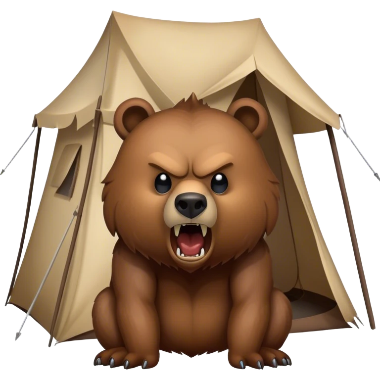 angry grizzly bear outside of a tent emoji