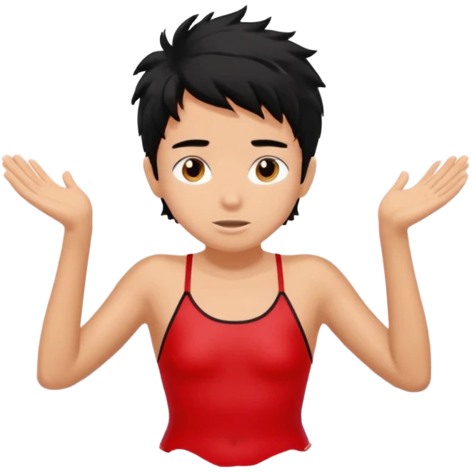 Lifeguard tanned skin Teenager with Black messy hair swimming to rescue someone emoji
